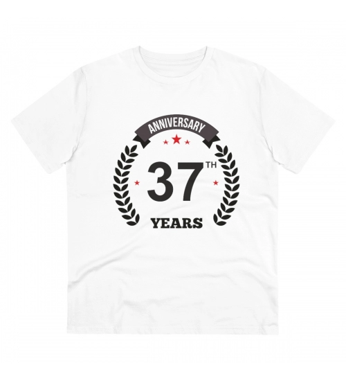 Generic Men's PC Cotton 37th Anniversary Printed T Shirt (Color: White, Thread Count: 180GSM)