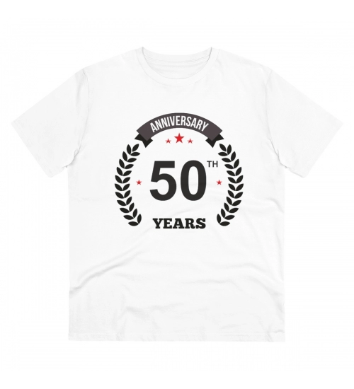 Generic Men's PC Cotton 50th Anniversary Printed T Shirt (Color: White, Thread Count: 180GSM)