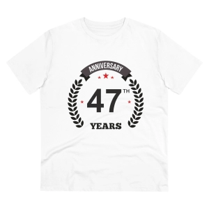 Generic Men's PC Cotton 47th Anniversary Printed T Shirt (Color: White, Thread Count: 180GSM)