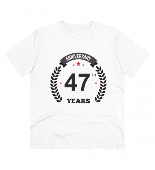 Generic Men's PC Cotton 47th Anniversary Printed T Shirt (Color: White, Thread Count: 180GSM)