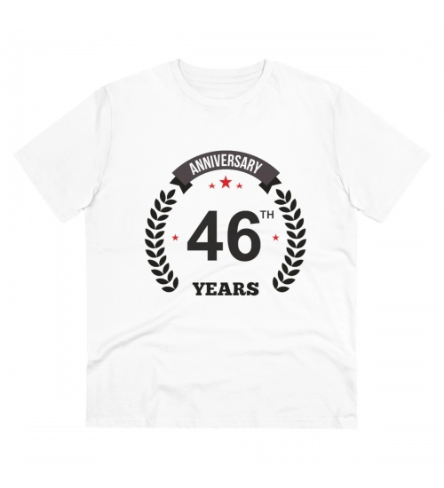 Generic Men's PC Cotton 46th Anniversary Printed T Shirt (Color: White, Thread Count: 180GSM)