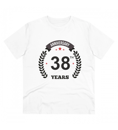 Generic Men's PC Cotton 38th Anniversary Printed T Shirt (Color: White, Thread Count: 180GSM)