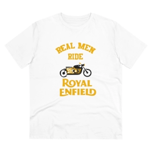 Generic Men's PC Cotton Bike Ride Design Printed T Shirt (Color: White, Thread Count: 180GSM)