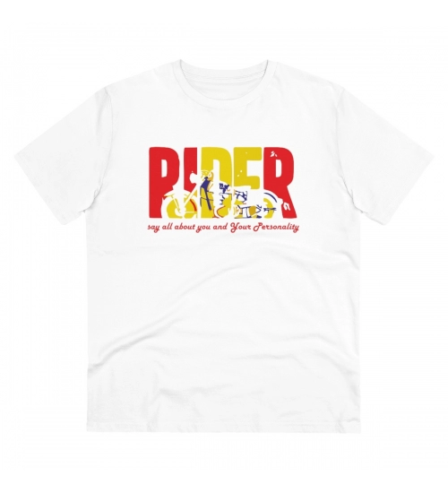 Generic Men's PC Cotton Bike Ride Design Printed T Shirt (Color: White, Thread Count: 180GSM)