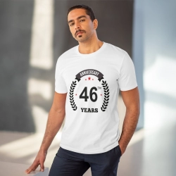 Generic Men's PC Cotton 46th Anniversary Printed T Shirt (Color: White, Thread Count: 180GSM) Generic Men's PC Cotton 46th Anniversary Printed T Shirt (Color: White, Thread Count: 180GSM)