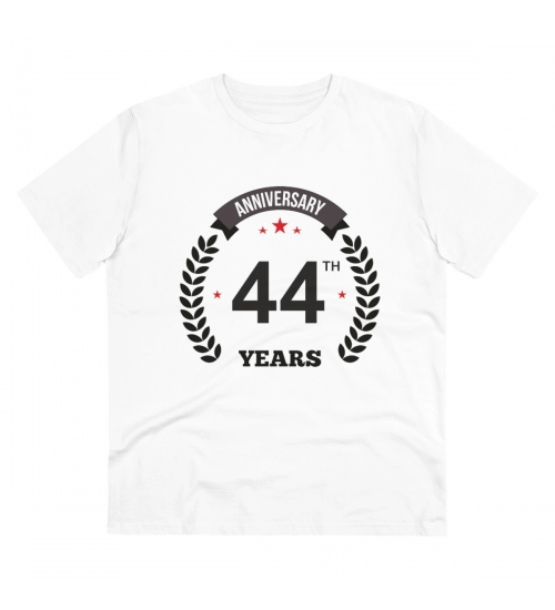 Generic Men's PC Cotton 44th Anniversary Printed T Shirt (Color: White, Thread Count: 180GSM)