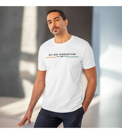 Generic Men's PC Cotton Dil Se Hindustani Printed T Shirt (Color: White, Thread Count: 180GSM)