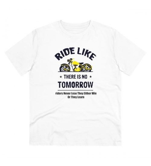 Generic Men's PC Cotton Bike Ride Design Printed T Shirt (Color: White, Thread Count: 180GSM)