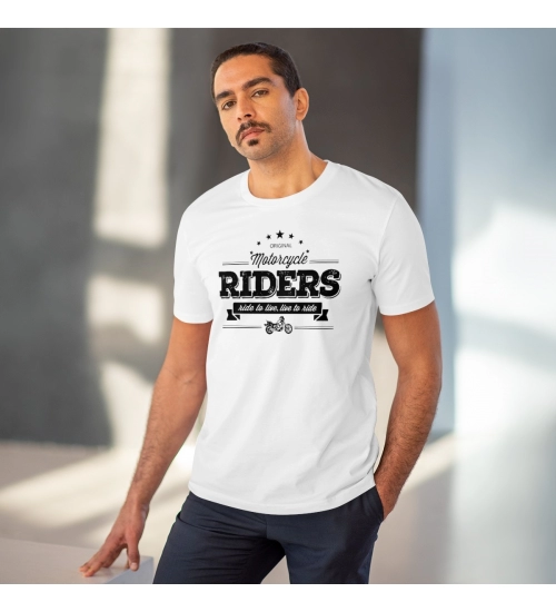 Generic Men's PC Cotton Bike Ride Design Printed T Shirt (Color: White, Thread Count: 180GSM)