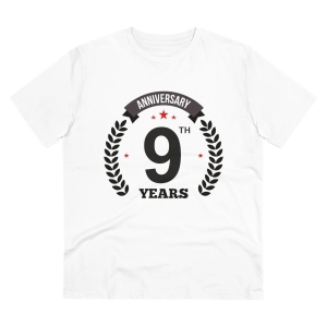 Generic Men's PC Cotton 9th Anniversary Printed T Shirt (Color: White, Thread Count: 180GSM)