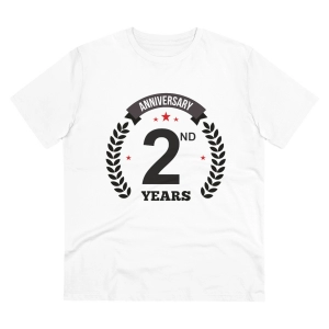 Generic Men's PC Cotton 2nd Anniversary Printed T Shirt (Color: White, Thread Count: 180GSM)