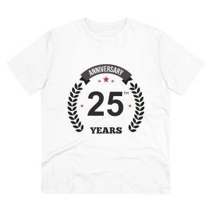 Generic Men's PC Cotton 25th Anniversary Printed T Shirt (Color: White, Thread Count: 180GSM)