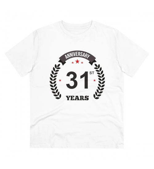 Generic Men's PC Cotton 31st Anniversary Printed T Shirt (Color: White, Thread Count: 180GSM)