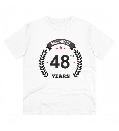 Generic Men's PC Cotton 48th Anniversary Printed T Shirt (Color: White, Thread Count: 180GSM)