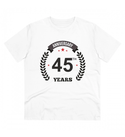 Generic Men's PC Cotton 45th Anniversary Printed T Shirt (Color: White, Thread Count: 180GSM)