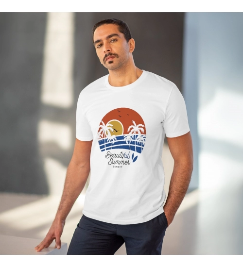 Generic Men's PC Cotton Beautiful Summer Printed T Shirt (Color: White, Thread Count: 180GSM)