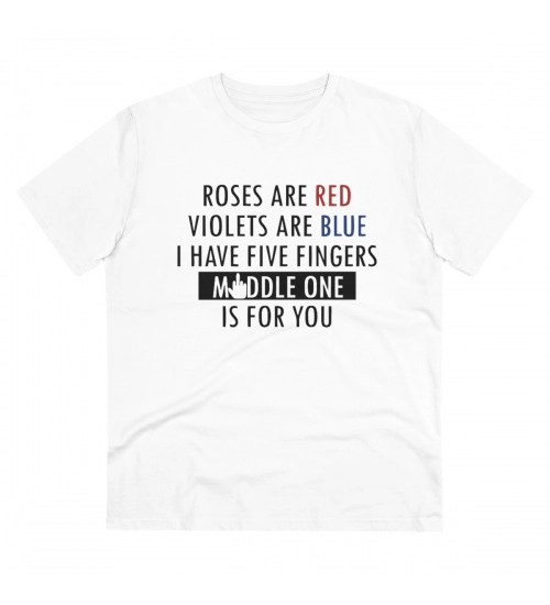 Generic Men's PC Cotton Roses Are Red Printed T Shirt (Color: White, Thread Count: 180GSM)