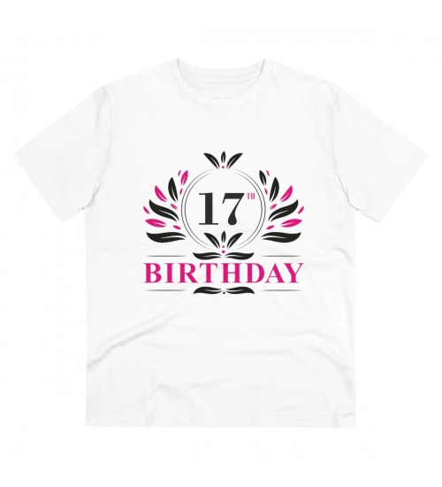 Generic Men's PC Cotton 17th Birthday Printed T Shirt (Color: White, Thread Count: 180GSM)