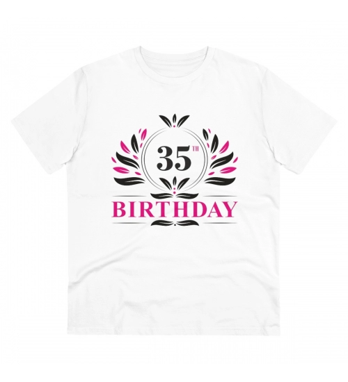 Generic Men's PC Cotton 35th Birthday Printed T Shirt (Color: White, Thread Count: 180GSM)