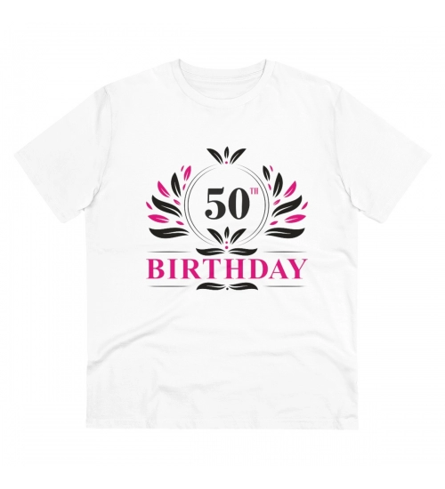 Generic Men's PC Cotton 50th Birthday Printed T Shirt (Color: White, Thread Count: 180GSM)