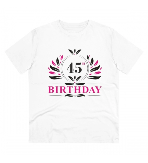 Generic Men's PC Cotton 45th Birthday Printed T Shirt (Color: White, Thread Count: 180GSM)