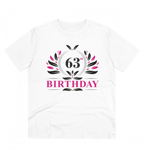 Generic Men's PC Cotton 63rd Birthday Printed T Shirt (Color: White, Thread Count: 180GSM)
