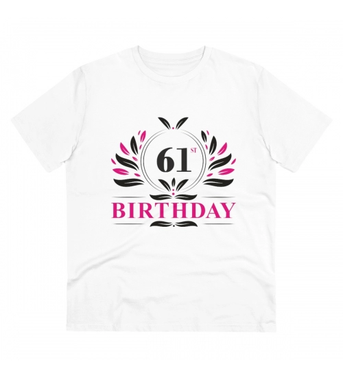 Generic Men's PC Cotton 61st Birthday Printed T Shirt (Color: White, Thread Count: 180GSM)