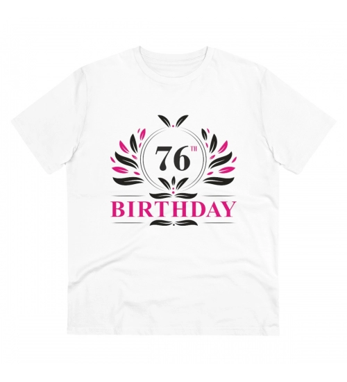 Generic Men's PC Cotton 76th Birthday Printed T Shirt (Color: White, Thread Count: 180GSM)
