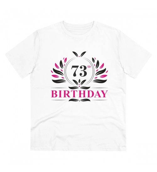 Generic Men's PC Cotton 73rd Birthday Printed T Shirt (Color: White, Thread Count: 180GSM)