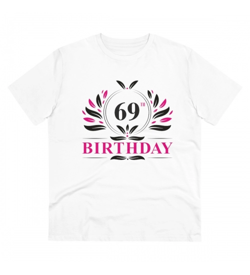 Generic Men's PC Cotton 69th Birthday Printed T Shirt (Color: White, Thread Count: 180GSM)