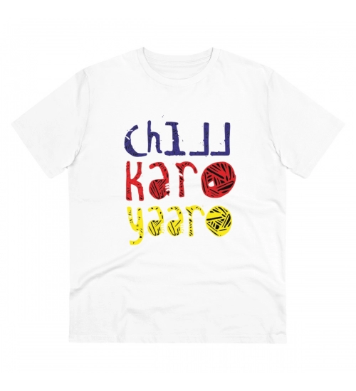 Generic Men's PC Cotton Chil Karo Yaar Printed T Shirt (Color: White, Thread Count: 180GSM)