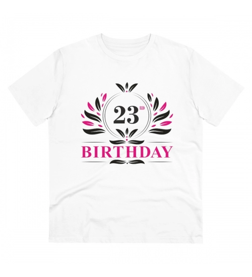 Generic Men's PC Cotton 23rd Birthday Printed T Shirt (Color: White, Thread Count: 180GSM)