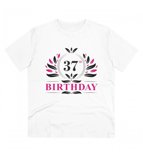 Generic Men's PC Cotton 37th Birthday Printed T Shirt (Color: White, Thread Count: 180GSM)