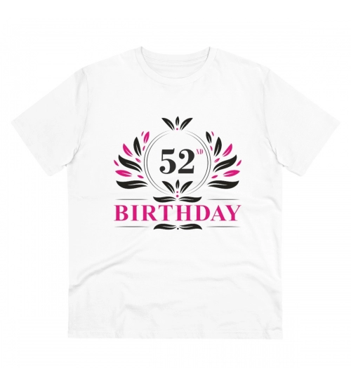 Generic Men's PC Cotton 52nd Birthday Printed T Shirt (Color: White, Thread Count: 180GSM)