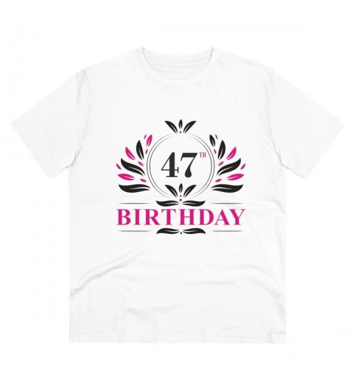 Generic Men's PC Cotton 47th Birthday Printed T Shirt (Color: White, Thread Count: 180GSM)