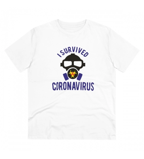 Generic Men's PC Cotton I Survived Coronavirus Printed T Shirt (Color: White, Thread Count: 180GSM)