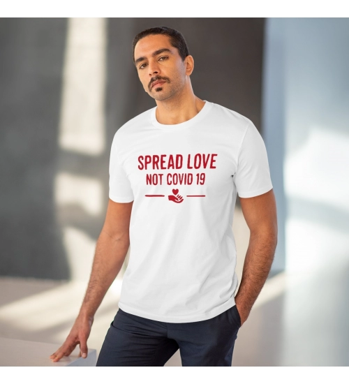 Generic Men's PC Cotton Spread Love Not Covid 19 Printed T Shirt (Color: White, Thread Count: 180GSM)