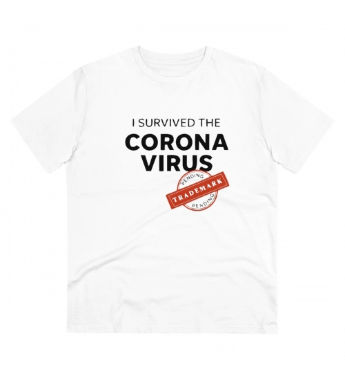 Generic Men's PC Cotton I Survived Corona Virus Printed T Shirt (Color: White, Thread Count: 180GSM)