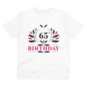 Generic Men's PC Cotton 65th Birthday Printed T Shirt (Color: White, Thread Count: 180GSM)