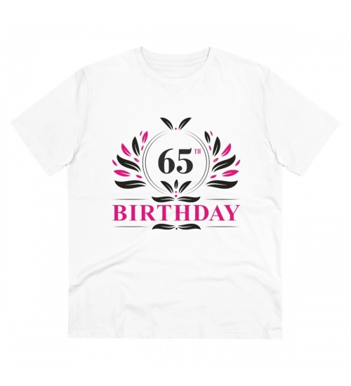 Generic Men's PC Cotton 65th Birthday Printed T Shirt (Color: White, Thread Count: 180GSM)