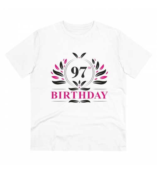 Generic Men's PC Cotton 97th Birthday Printed T Shirt (Color: White, Thread Count: 180GSM)