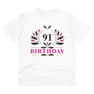 Generic Men's PC Cotton 91st Birthday Printed T Shirt (Color: White, Thread Count: 180GSM)
