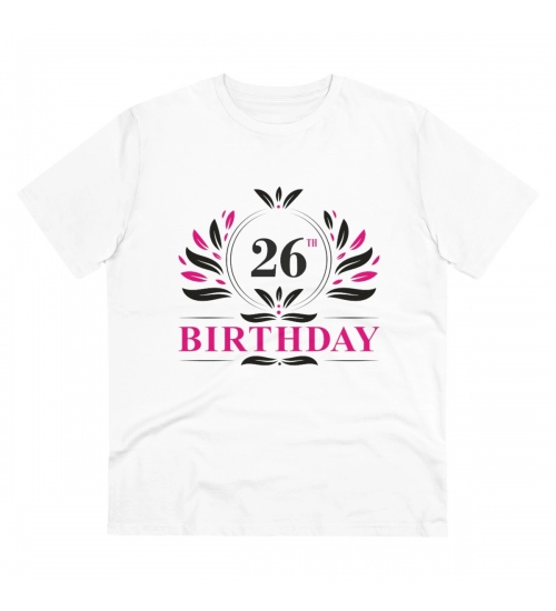 Generic Men's PC Cotton 26th Birthday Printed T Shirt (Color: White, Thread Count: 180GSM)