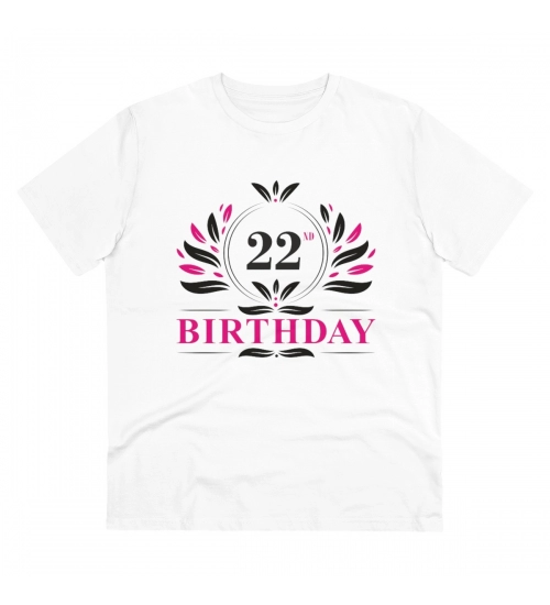 Generic Men's PC Cotton 22nd Birthday Printed T Shirt (Color: White, Thread Count: 180GSM)