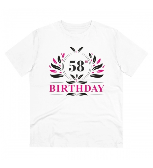 Generic Men's PC Cotton 58th Birthday Printed T Shirt (Color: White, Thread Count: 180GSM)