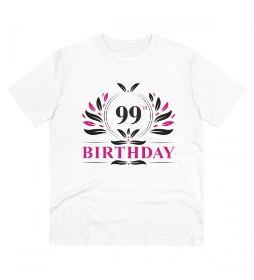Generic Men's PC Cotton 99th Birthday Printed T Shirt (Color: White, Thread Count: 180GSM)