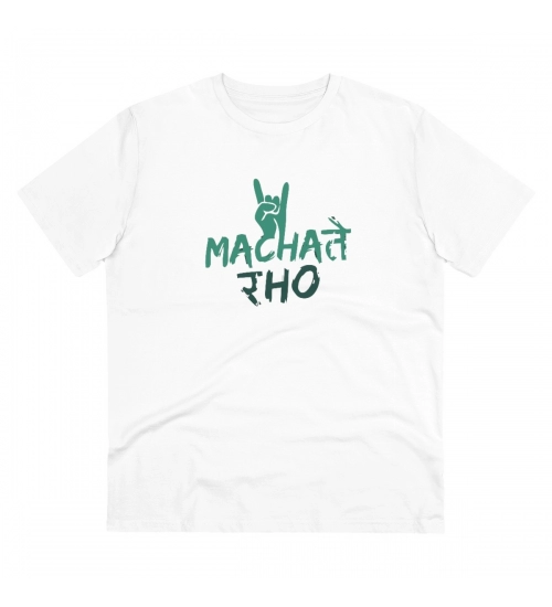 Generic Men's PC Cotton Machate Raho Printed T Shirt (Color: White, Thread Count: 180GSM)