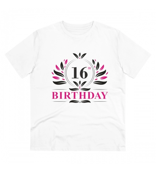 Generic Men's PC Cotton 16th Birthday Printed T Shirt (Color: White, Thread Count: 180GSM)