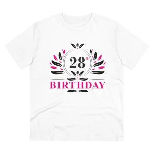 Generic Men's PC Cotton 28th Birthday Printed T Shirt (Color: White, Thread Count: 180GSM)