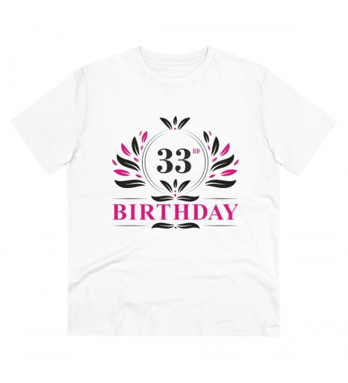 Generic Men's PC Cotton 33rd Birthday Printed T Shirt (Color: White, Thread Count: 180GSM)